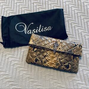 Vasilisa snakeskin clutch